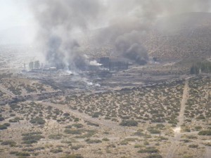 Se observa PTC CD y parte del área afectada fuera del predio de la planta.-