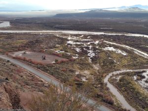 Zona de Desfiladero Bayo (Rincón de los Sauces), tomada desde la margen neuquina.